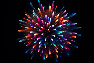 Bright colorful fireworks isolated on black background