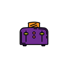 Original vector illustration. A contour icon. An electric appliance designed for fast toasting of flat pieces of bread. The toaster. A design element.
