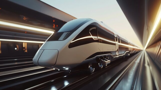 futuristic bullet train or hyperloop ultrasonic train capsule