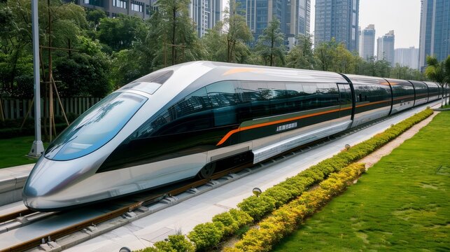 futuristic bullet train or hyperloop ultrasonic train capsule