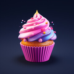 3d icon, one cartoon toy cupcake,3d lllustration, sleek, game props сreated with Generative Ai