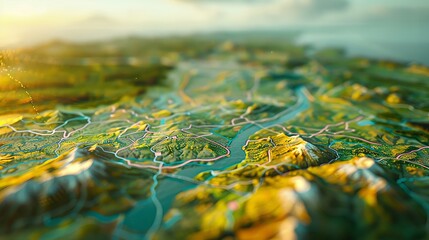 Simplistic travel waypoints marked on a fluid map for ease of reference