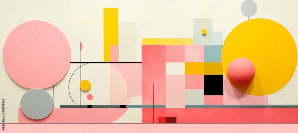 Poster vibrant abstract with simple shapes for a colorful wallpaper or desktop background option