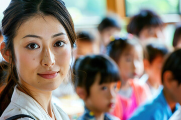 A young Japanese female teacher