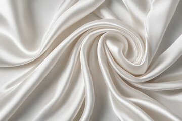 Beautiful background luxury cloth with drapery and wavy folds of white silk satin material texture