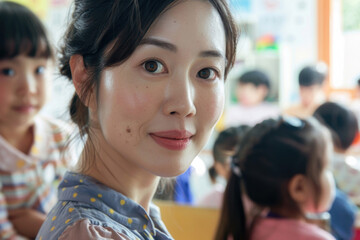 A young Japanese female teacher