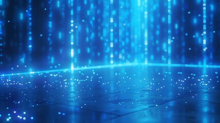 Ethereal data points seemingly suspended in a serene azure expanse