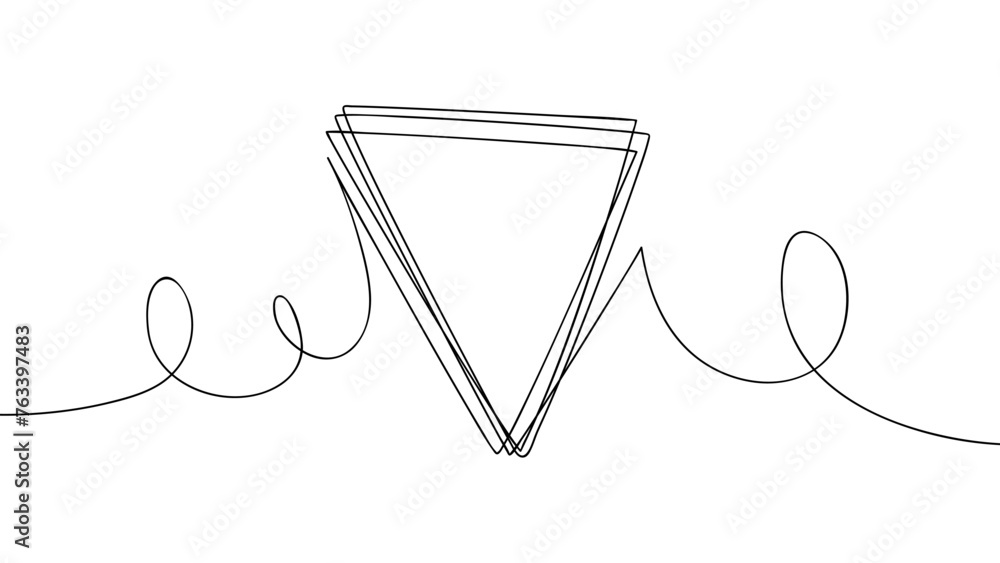 Poster triangle frame. continuous black line. line art. hand drawn sketch outline. vector illustration.