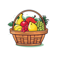 a basket of bananas and strawberries with a basket that says banana 