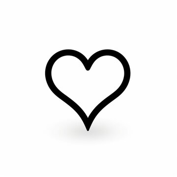 heart in the style of minimalist black line icon on a white background, clean and rounded edges сreated with Generative Ai