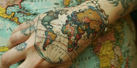 A map tattooed on a persons skin