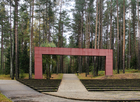 The Polish Katyn Cemetery in Smolensk, Russia, where about 22,000 Polish officers, politicians, journalists, and professors were summarily executed
