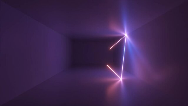 Abstract Background Neon Rays Inside a Dark Box Tunnel Corridor Room Glowing Lines Fluorescent