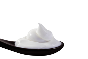 close up of skin care cosmetic beauty cream or lotion in spoon,cutout in transparent background,png format,Copy space