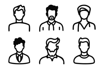 Thin line people icons set. Man characters. Suitable for use in applications, infographics, web, social networks.