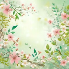 Obraz na płótnie Canvas Nature’s Artistry: Floral Frame in Soft Green 