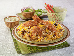 Chicken Biryani. Biryani is a mixed rice dish most popular in South Asia. It is made with rice, chicken meat and spices.