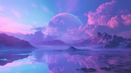 Purple violet mountains abstract landscape background. Generative AI