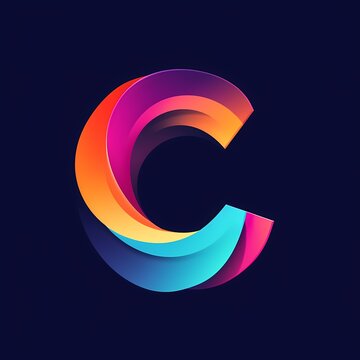 A stunning, realistic snapshot of a flat illustration vector logo featuring the letter 'C' with a blend of vibrant colors.