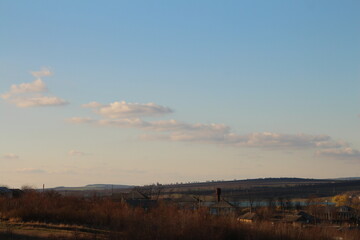A large sign over a city