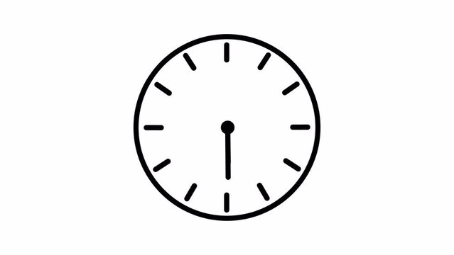 Animated black clock icon featuring rotating arrows in a 12-hour cycle,  stopwatch Animation