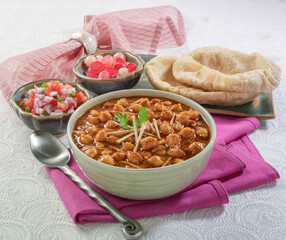 Chana Masala, Lahori Choley is a chickpeas thick gravy very famous and low price street food commonly available in India and Paksitan.