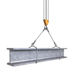 Industrial crane hoisting steel beam - 763404057