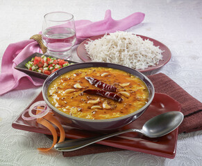 Daal Tadka and Boiled Rice with Salad