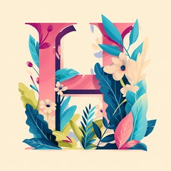 A stunning flat illustration of the letter "H" in a beautiful style, with a minimalistic approach and vibrant colors, captured in high definition.
