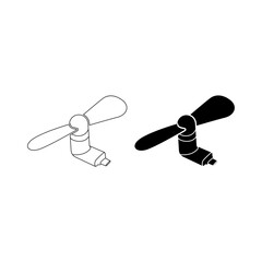 Minimal USB fan icon to cool down with fresh air in hot summer vector.