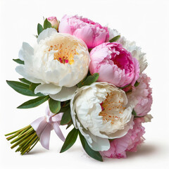 Bunch of peony flowers on a transparent background