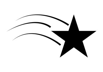 Obraz premium Icono negro de estrella fugaz en fondo blanco.
