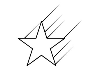 Icono negro de estrella fugaz en fondo blanco.