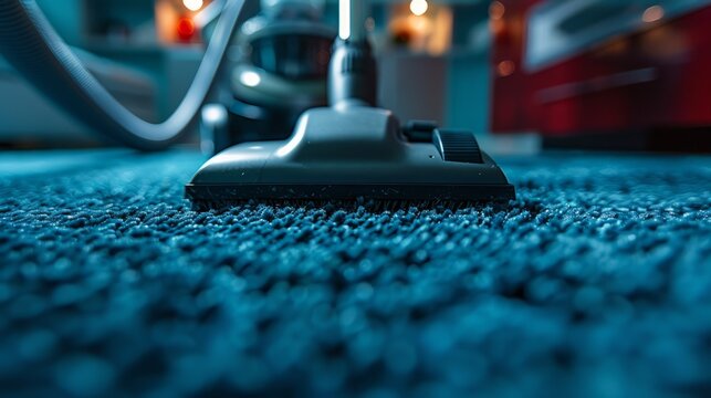 Detailed carpet care with powerful vacuum by diligent cleaning expert. The art of detail oriented vacuuming unveiled