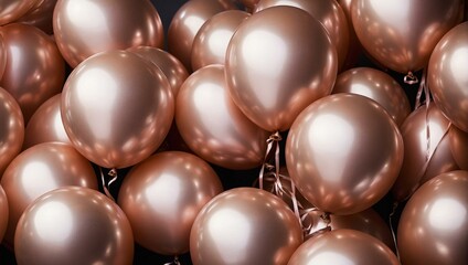 This image showcases a bundle of glossy champagne colored balloons, creating a festive and celebratory mood Perfect for event-related projects