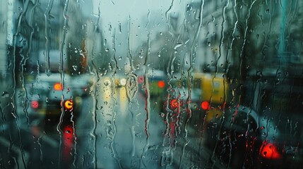 a rainy urban day behind the window painted with light silver sprays --ar 16:9 --style raw Job ID: 94195823-0ff8-4405-b321-f35014a35a8c