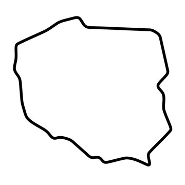 Fototapeta Poland country simplified map. Thick black outline contour. Simple vector icon
