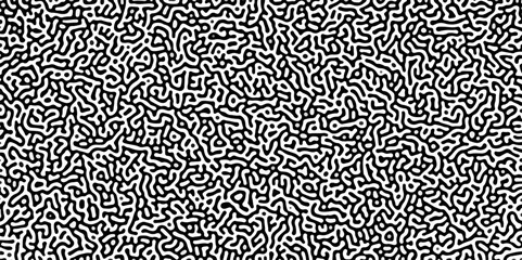 Abstract Turing organic wallpaper with background. Turing reaction diffusion monochrome seamless pattern with chaotic motion. Natural seamless line pattern.