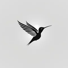 Fotobehang Kolibrie A striking, HD-captured vector logo of a hummingbird, achieving a perfect balance between simplicity and intricate details.