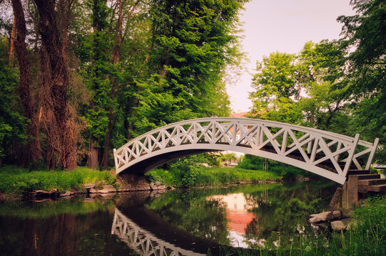 White Wooden Bridge in the Park -  Blankensee bei Trebbin  - Brandenburg - Germany - See - Park -  Nature - Landschaft