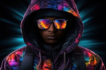 Man Wearing Sunglasses and Hoodie Generative AI - Powered by Adobe