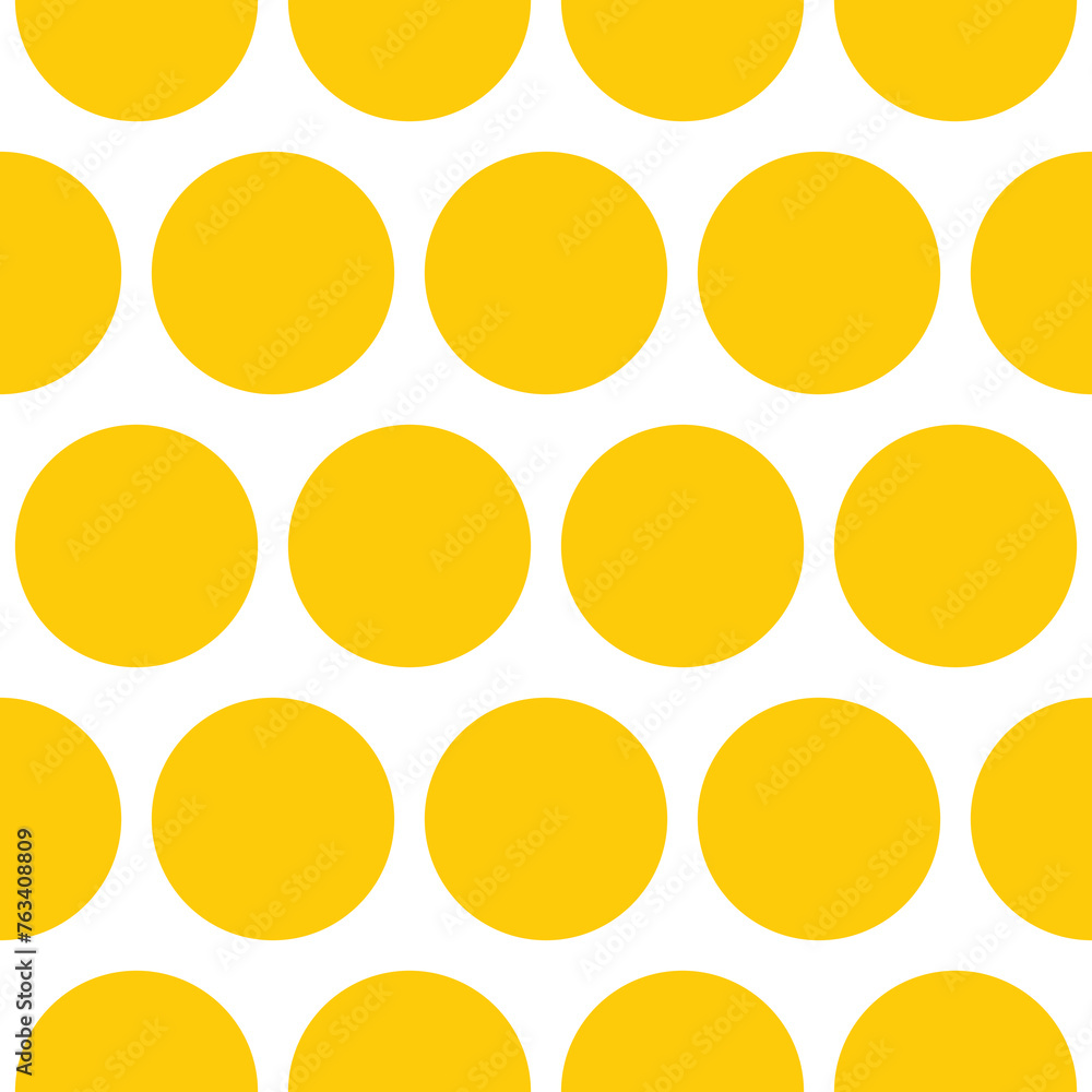 Poster tile pattern with vector yellow polka dots on white background