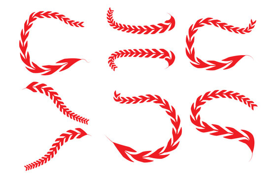 Ball lace. Red stitching for sport baseball lacing graphic pattern softball recent. Vector illustration, eps10