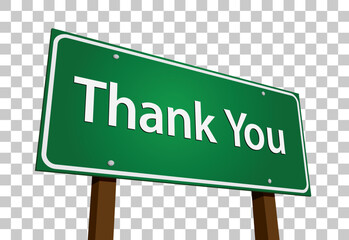 Thank You Green Road Sign Vector Illustration on a Transparent Background. © Andy Dean