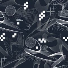 Abstract digital pattern with line elements. Future design. For sportswear, textiles. Grunge background for boys

