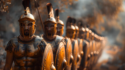 Spartan Phalanx: Resolute Warriors Prepared for Battle - obrazy, fototapety, plakaty