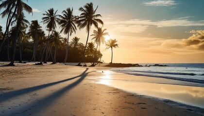 Deserted beach at sunset