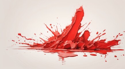 Red Color Paint Ink Splash Isolated in a White Background
