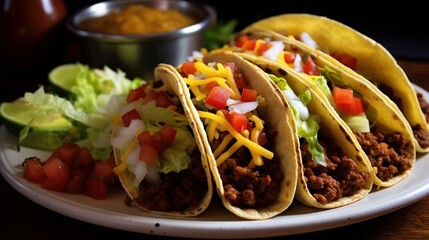 Greasy and flavorful beef tacos with seasoned ground beef, cheese, and salsa