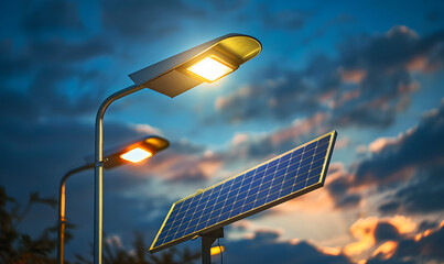 Solar street lights, carbon neutral new energy.